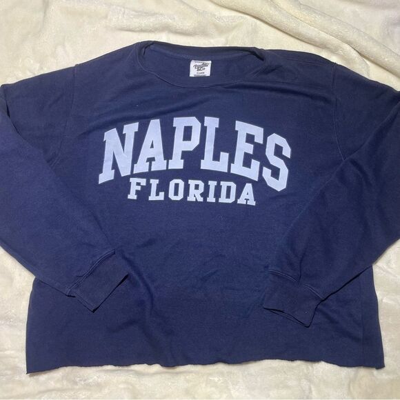 Tops - Naples Florida Navy Blue Cropped Crewneck Sweatshirt